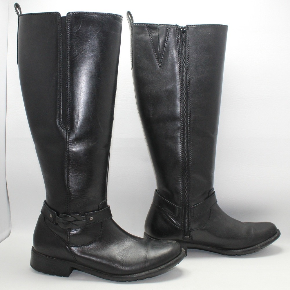 Clarks Plaza Market Black Leather‎ Tall Riding Boots Womens 7.5 M 26112346